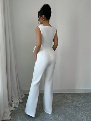 Elenzga Chic Sleeveless Top And Wide-Leg Pants Set