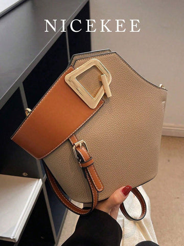 High Sense Bag Color Matching Handbag Cross-Body Bucket Bag