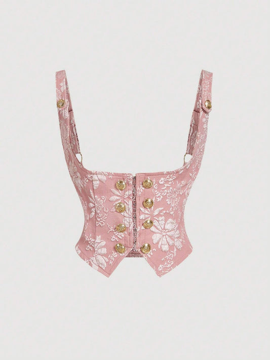 MOD Women's Casual Front Button Wide Strap Minimalist Blouse