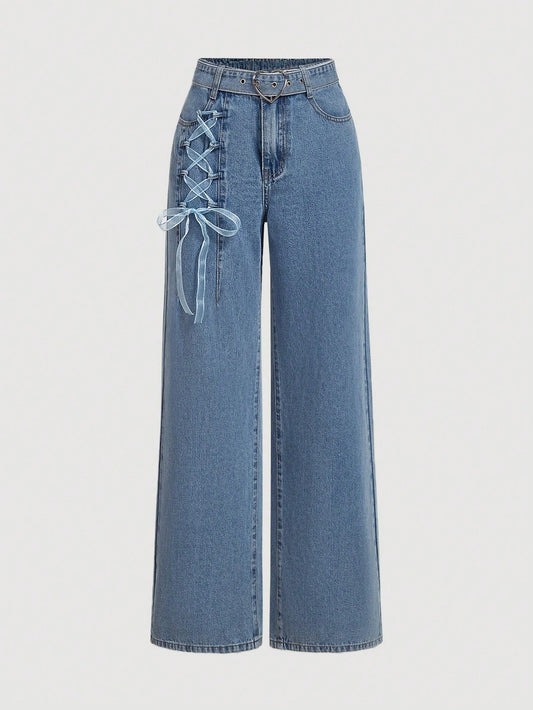 MOD Women's Belted Pocket Design Casual Jeans