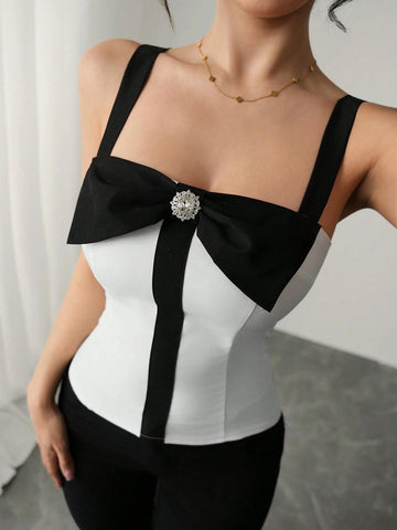 Raffinéa Elegant Rhinestone Bow Tie Camisole