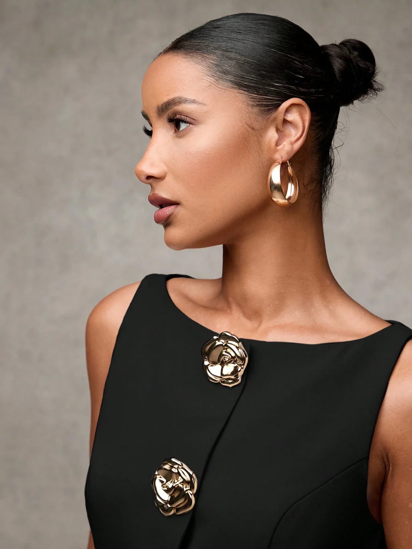 BAE Women's Solid Color Round Neck Single-Breasted Vest And Pants