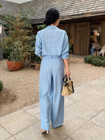 DAZY 2 Pieces Set Women High-Quality Shirt Top And Casual Pants