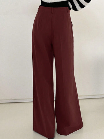 Women's Solid Color Wide Leg Loose Business Casual Pants