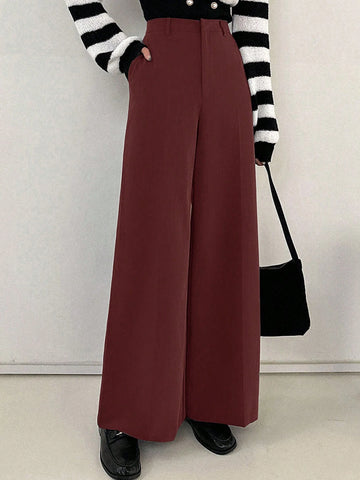 Women's Solid Color Wide Leg Loose Business Casual Pants