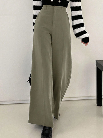 Women's Solid Color Wide Leg Loose Business Casual Pants
