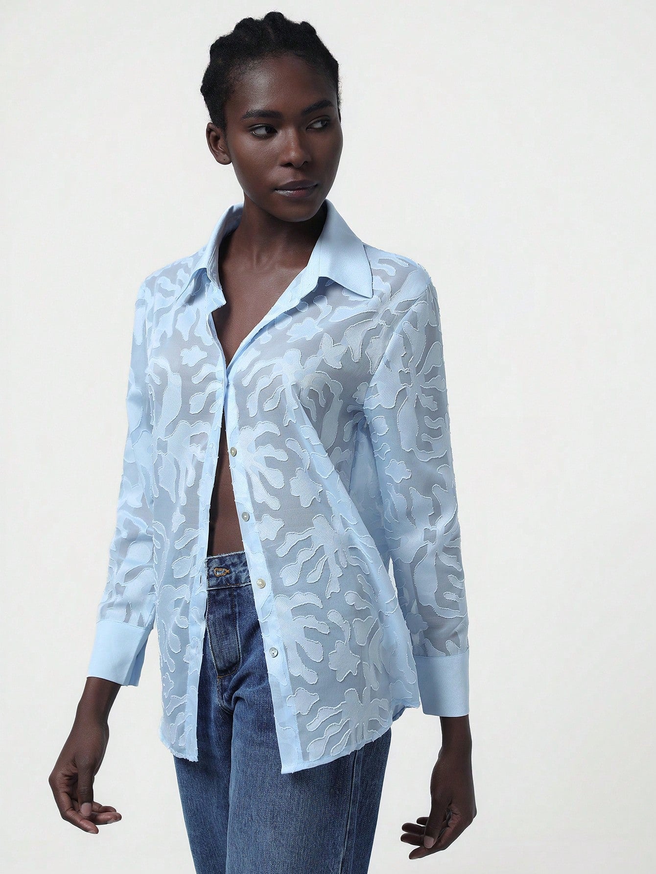 Aveloria Button Front Sheer Shirt Without Bra