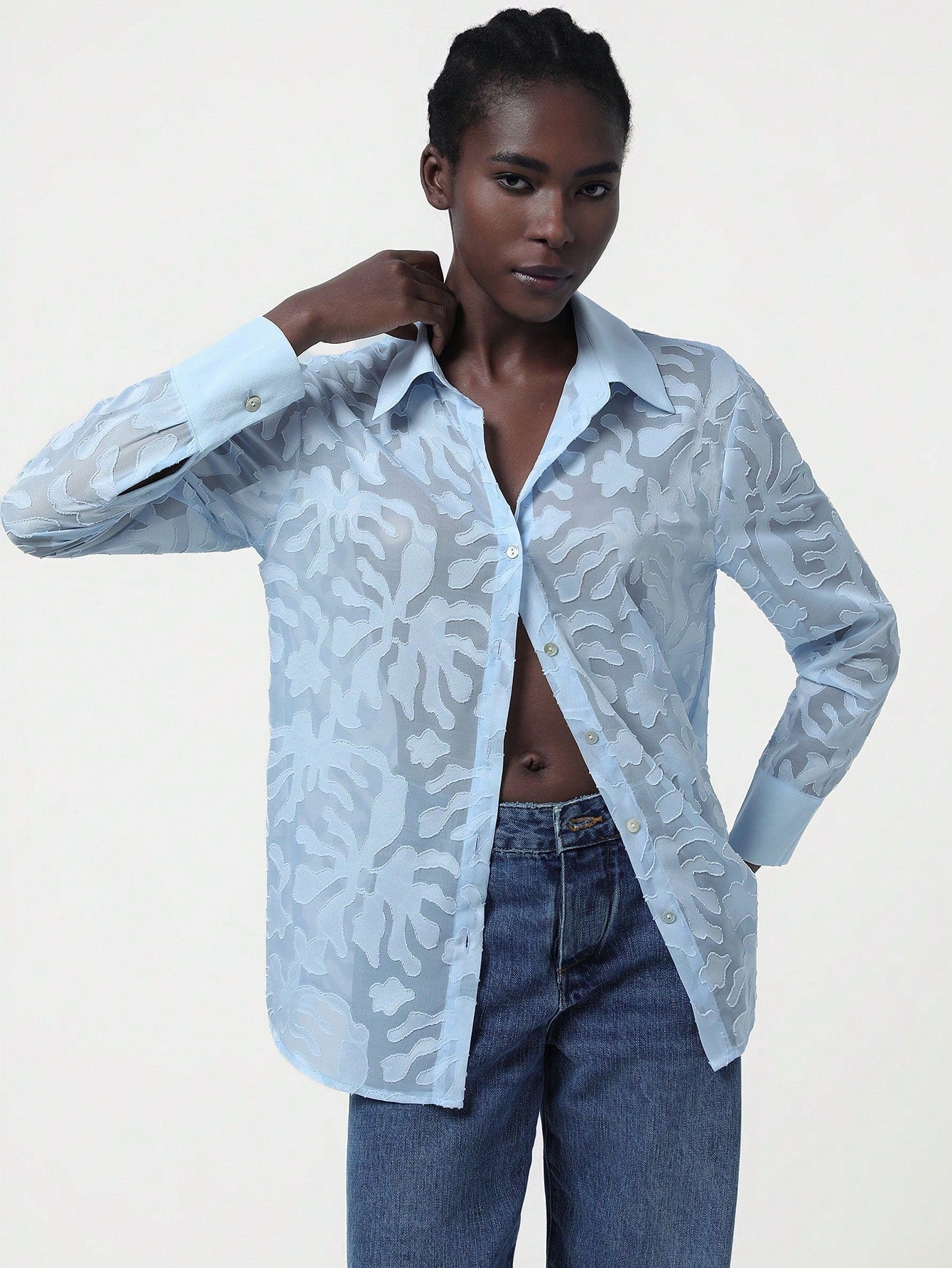 Aveloria Button Front Sheer Shirt Without Bra