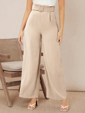 Firerie Solid Belted Wide Leg Pants
