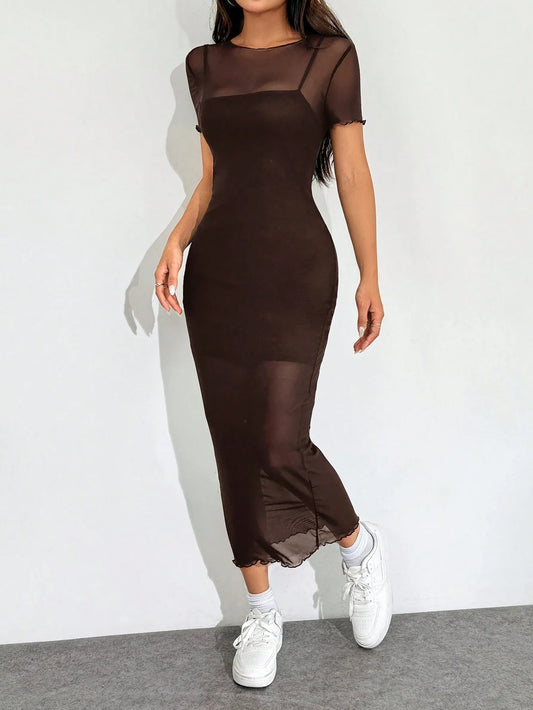 EZwear Mesh Bodycon Mini Dress