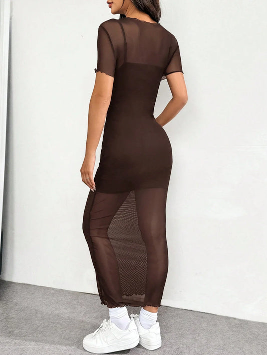 EZwear Mesh Bodycon Mini Dress