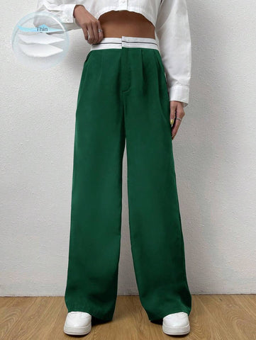 EZwear Contrast Panel Wide Leg Pants