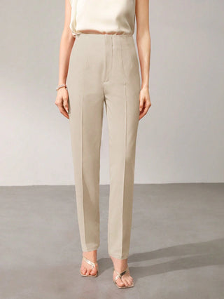 MOTF PREMIUM SOLID ZIP FLY SEAM FRONT TAPERED LEG SUIT PANTS