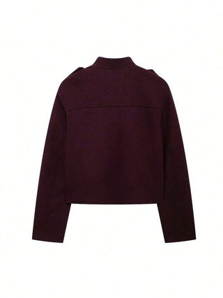 Collar Gold Button Short Wool Coat