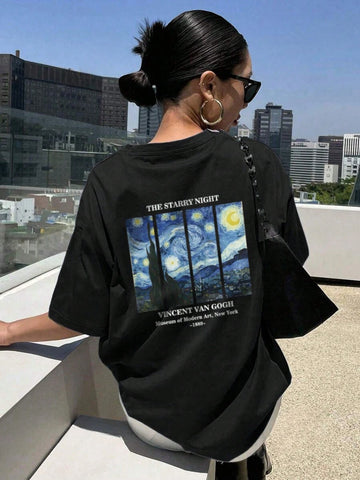 Women's Summer Personalized Letter Printed Pattern Round Neck T-Shirt