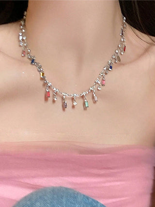 1pc Rainbow Butterfly Tassel Zirconia Necklace