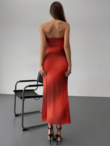 Women's Sexy Printed Strapless Tight Mini Sexy Tube Dress