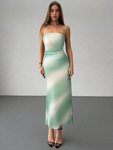 Women's Sexy Printed Strapless Tight Mini Sexy Tube Dress