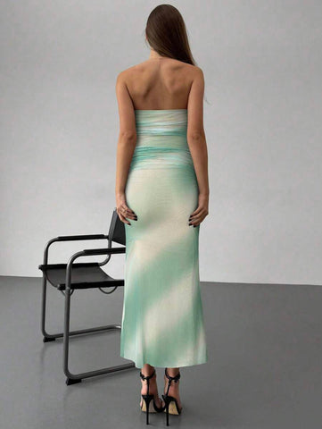 Women's Sexy Printed Strapless Tight Mini Sexy Tube Dress