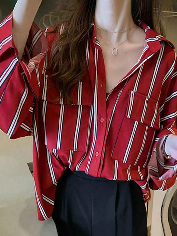 NAWLY Casual Striped Blouse For Women