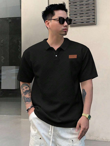 Stylish Solid Color Printed Label Adhesive Summer Short Sleeve T-Shirt