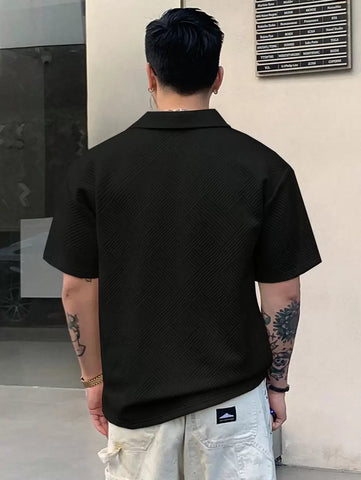 Stylish Solid Color Printed Label Adhesive Summer Short Sleeve T-Shirt