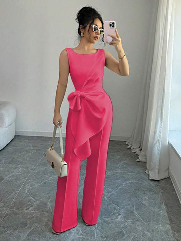 Elenzga Chic Sleeveless Top And Wide-Leg Pants Set