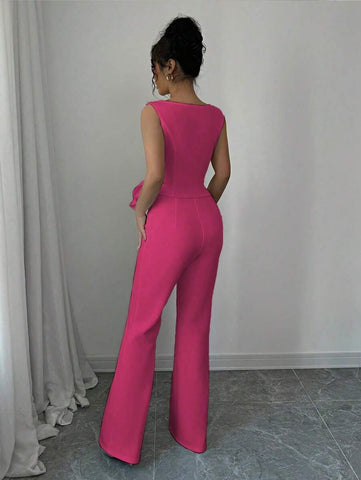 Elenzga Chic Sleeveless Top And Wide-Leg Pants Set