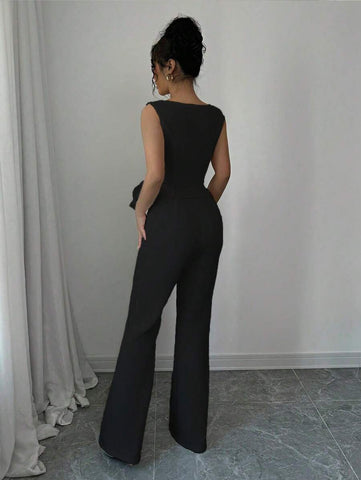Elenzga Chic Sleeveless Top And Wide-Leg Pants Set