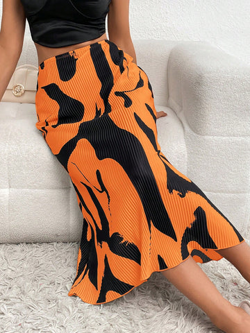 Firerie Graphic Print Plisse Long Skirt