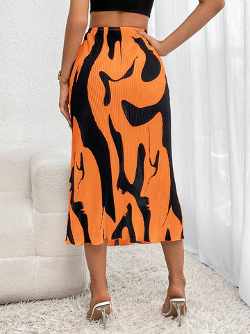 Firerie Graphic Print Plisse Long Skirt