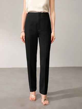 MOTF PREMIUM SOLID ZIP FLY SEAM FRONT TAPERED LEG SUIT PANTS