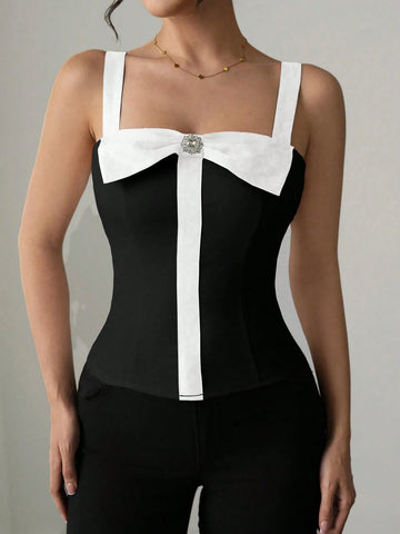 Raffinéa Elegant Rhinestone Bow Tie Camisole