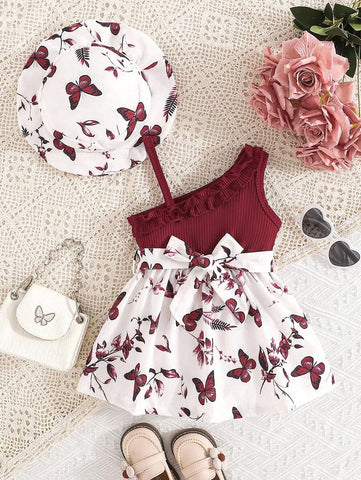 Elegant Baby Girl Houndstooth Plaid Embroidered Dress With Hat