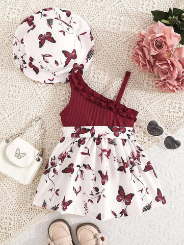 Elegant Baby Girl Houndstooth Plaid Embroidered Dress With Hat