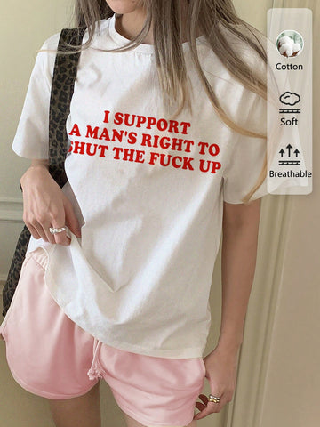 EZwear Oversized Casual Cherry Pattern Round Neck Short Sleeve T-Shirt