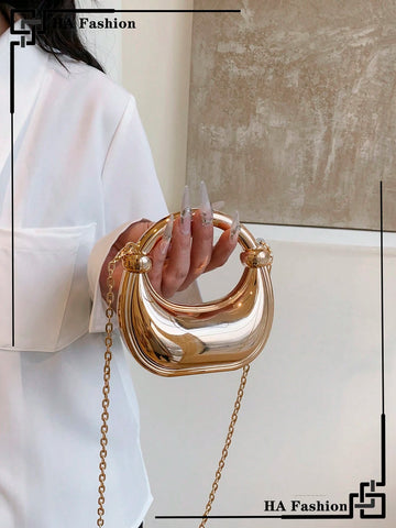Acrylic Crescent Moon Box Shaped Handbag
