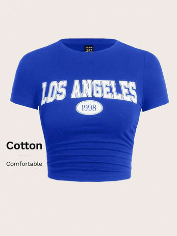 EZwear Letter Graphic Crop Tee