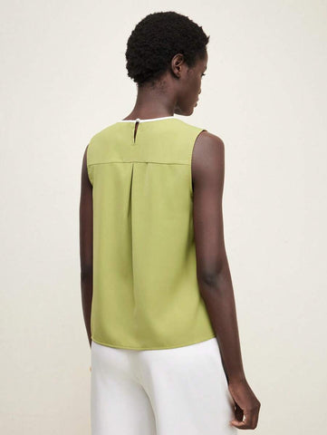 Women's Color Block Detail Pleated Hem Tank Top
