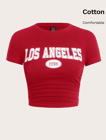 EZwear Letter Graphic Crop Tee