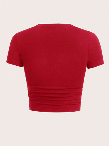 EZwear Letter Graphic Crop Tee