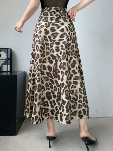 DAZY Leopard Print Mermaid Women Long Skirt