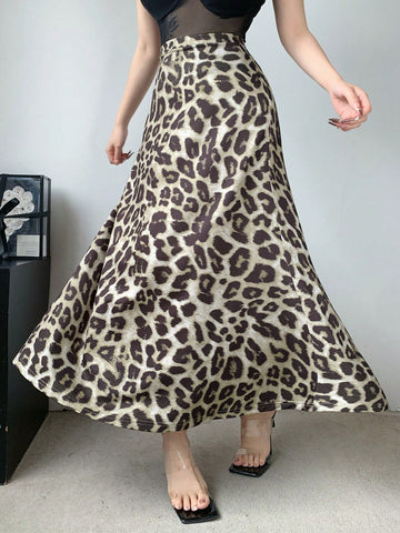 DAZY Leopard Print Mermaid Women Long Skirt