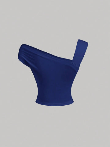 MOD Asymmetric Shoulder Women's Fitted Fashion Top