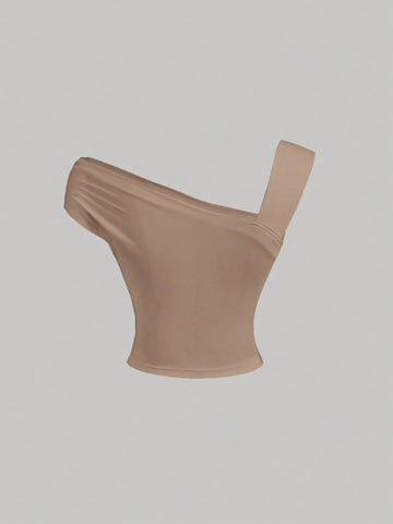 MOD Asymmetric Shoulder Women's Fitted Fashion Top