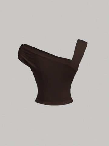 MOD Asymmetric Shoulder Women's Fitted Fashion Top
