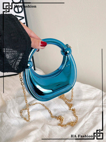 Acrylic Crescent Moon Box Shaped Handbag