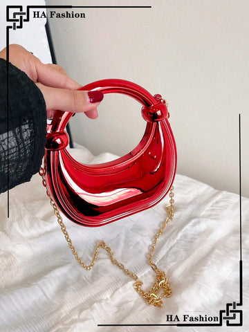 Acrylic Crescent Moon Box Shaped Handbag