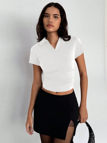 Essnce Women's V-Neck Short Sleeve T-Shirt