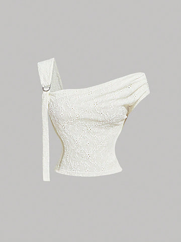 MOD Asymmetric Shoulder Women's Fitted Fashion Top